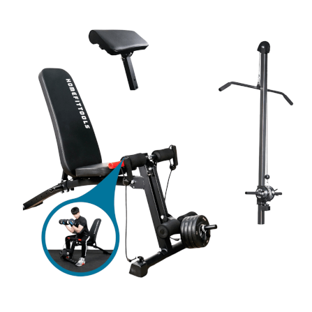 ชุดเซ็ต ม้านั่งฟิตเนส Homefittools รุ่น P1 Plus + เบาะรองแขน + เสาเสริม 
